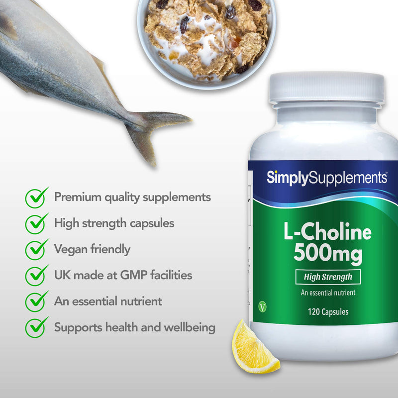 L-Choline 500mg - 120 capsules - suitable for vegans - supply for 2 months - SimplySupplements - NewNest Australia