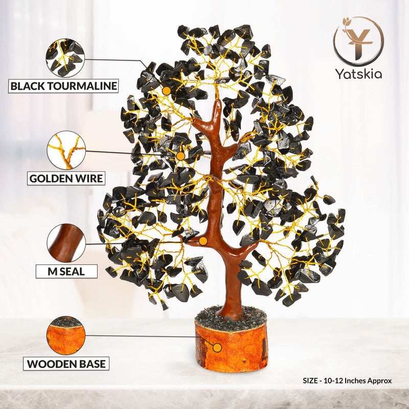 Black Tourmaline Crystal - Crystal Tree, Artificial Trees, Tourmaline Crystal, Crystal Items for Gift, Healing Gifts, Fungshui Decorations, Crystal Tree for Positive Energy Black Tourmaline Golden Wire - NewNest Australia