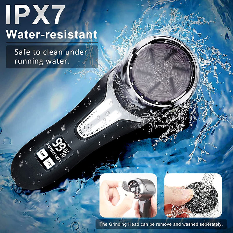 Electric Foot File, VXDOIRK Rechargeable Waterproof Hard Skin Remover Foot with 3 Rollers and 2 Speeds, Foot Files for Hard Skin and Dead Skin - NewNest Australia