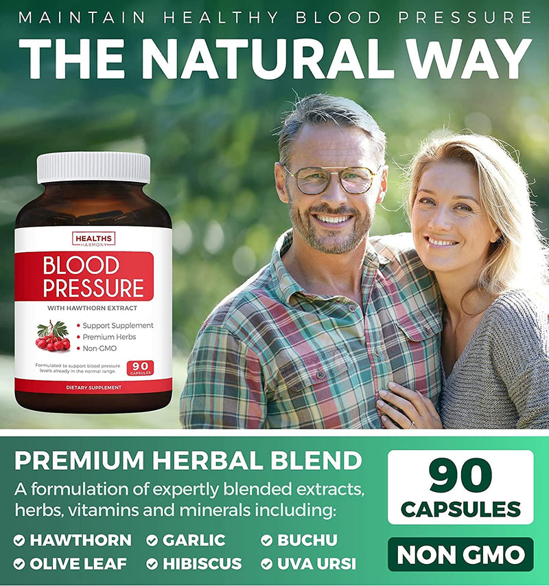 Blood Pressure Support Supplement (Non-GMO) - Premium Natural Herbs, Vitamins & Berries - High Dosage of Hawthorn Extract – Berry Lower Pills – 90 Capsules - NewNest Australia