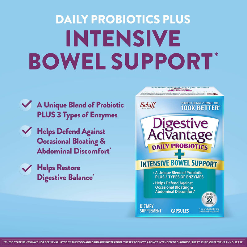 IBS Daily Probiotic Capsules for Digestive Health & Gut Health, Digestive Advantage Probiotics For Men and Women (96 count box) - Digestible Enzymes IBS 96CT - NewNest Australia