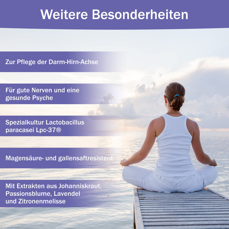 Sanatura Bio Mifloran Neuro Relax - gut-brain balance, for psyche & nerves - including Lactobacillus paracasei, St. John's wort extract, passionflower for more relaxation - NewNest Australia