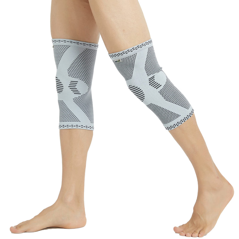 Neotech Care Bamboo Fiber Knee Support - Lightweight, Elastic, Comfortable & Breathable Fabric - Sleeve Brace for Men, Women, Youth - Right or Left - Grey (Size M, 1 Pair) 2 - NewNest Australia