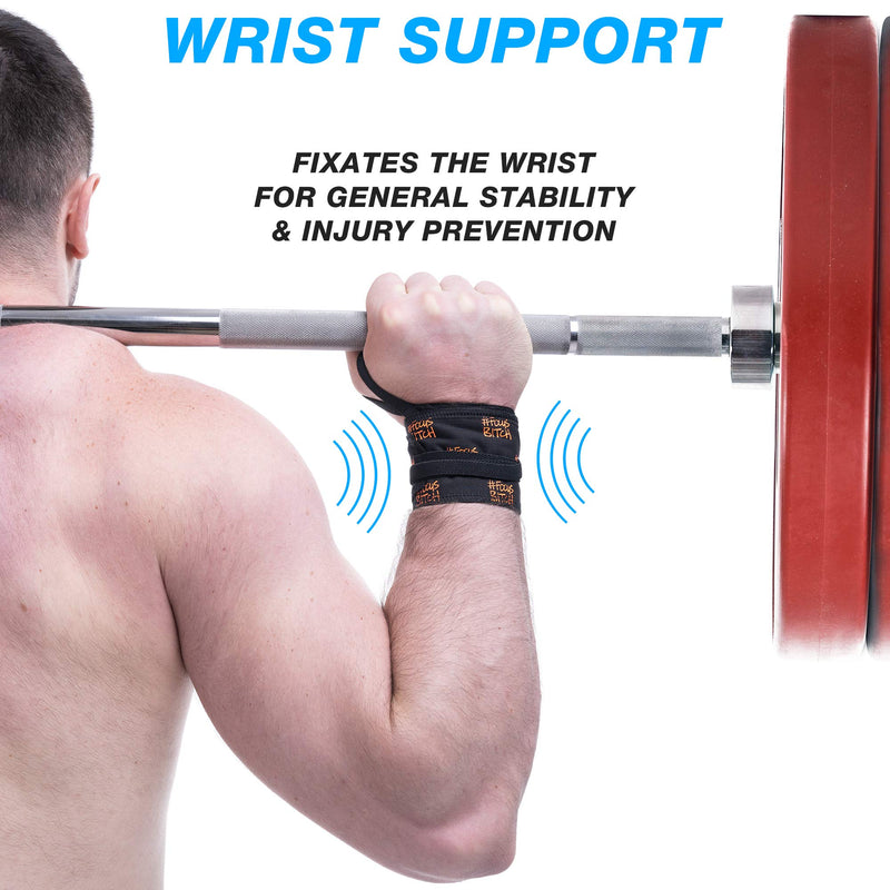 WARM BODY COLD MIND Premium Cotton Wrist Wraps for Crossfit, Olympic Weight Lifting, Powerlifting, Bodybuilding, Deadlift, Strength Training and Wrist Support with Thumb Loop Orange/Focus - NewNest Australia