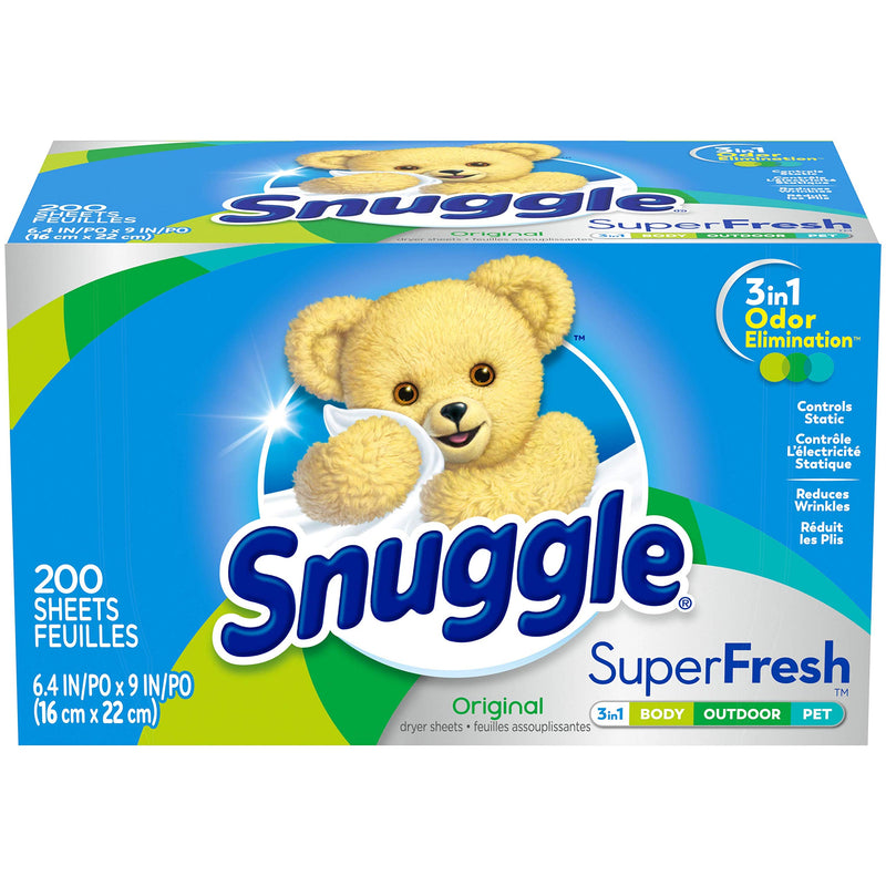 Snuggle Plus SuperFresh Fabric Softener Dryer Sheets with Static Control and Odor Eliminating Technology, Original, 200 Count - NewNest Australia