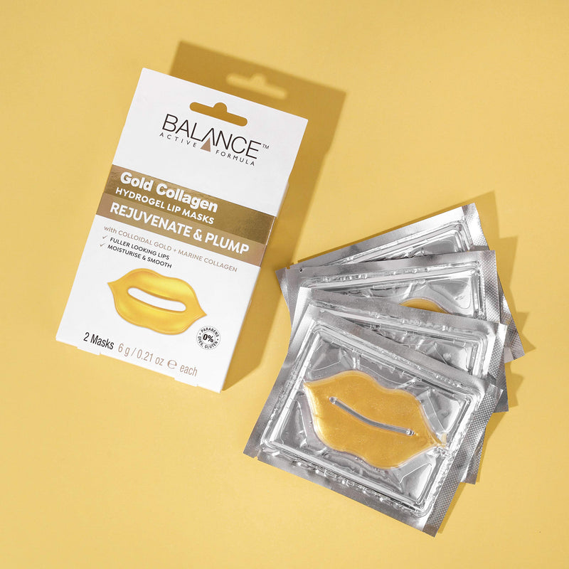 Balance Active Formula Gold + Marine Collagen Hydrogel Lip Masks (Includes 2 Masks) - Fuller looking lips. Moisturise & Smooth. Cruelty Free. - NewNest Australia