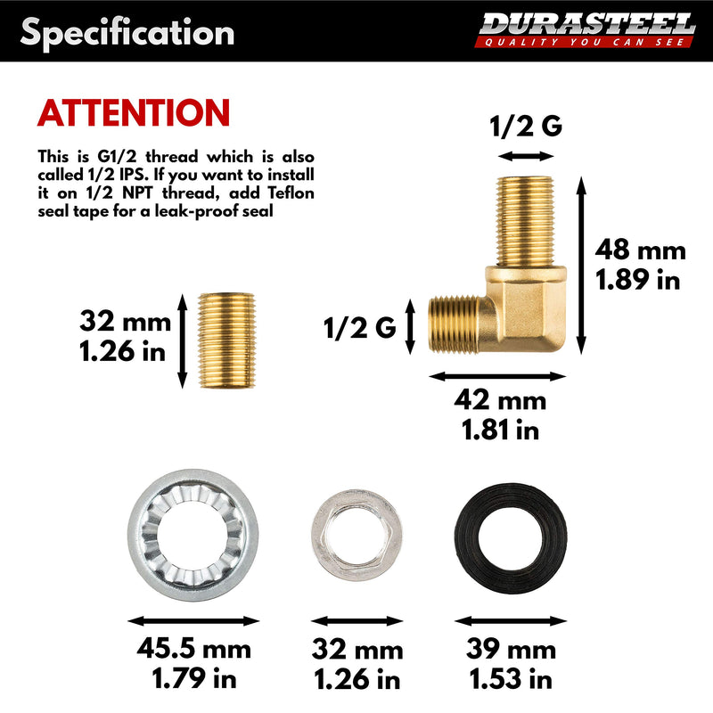 Wall Mount Faucet Installation Kit - DuraSteel Commercial Kitchen Faucet Mounting Adapter Set for 1/2-inch IPS Female Inlet - Space Saving Backsplash Kit - NewNest Australia