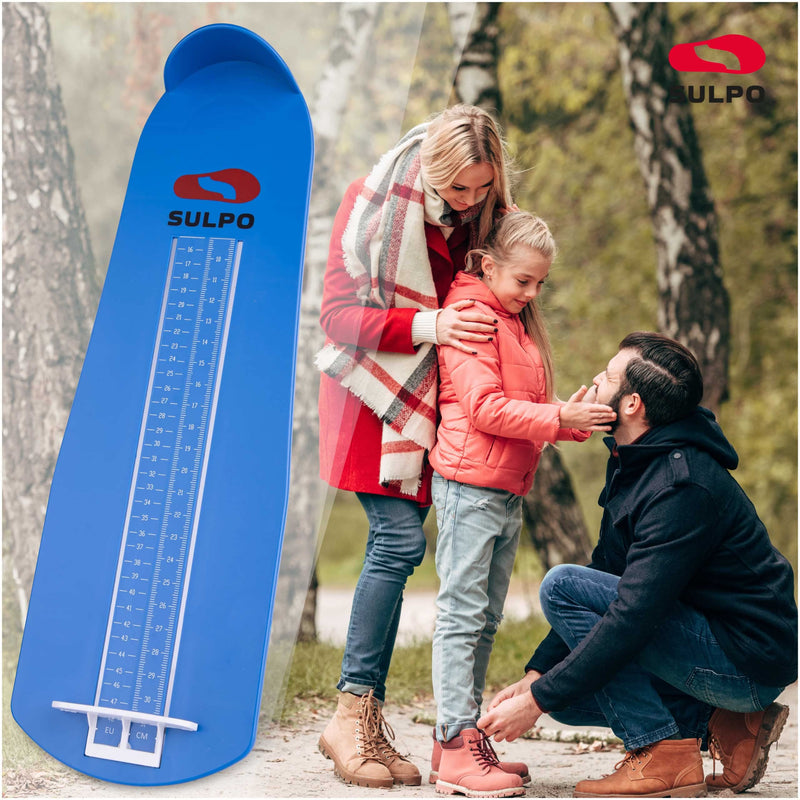 SULPO foot measuring device - shoe size measurement from 15 to 48 - shoe sizer for children - ideal for determining the size of shoes - blue EU 15 - 48 - NewNest Australia