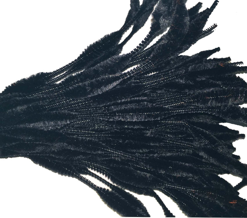 Carykon Pack of 100 Pipe Cleaners Fuzzy Bumpy Chenille Stems for Creative Handmade DIY Art Craft (Black) Black - NewNest Australia