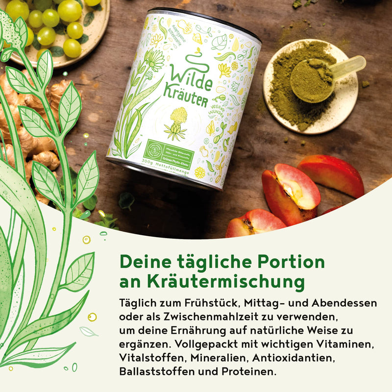 Wild Herbs Nutrient-Rich Phyto-Elixir With Medicinal Herbs, Adaptogens, Algae, Roots And Flowers With Ashwagandha, Opc, Nettle, Dairy Thistle, Chlorella, Yarrow - NewNest Australia