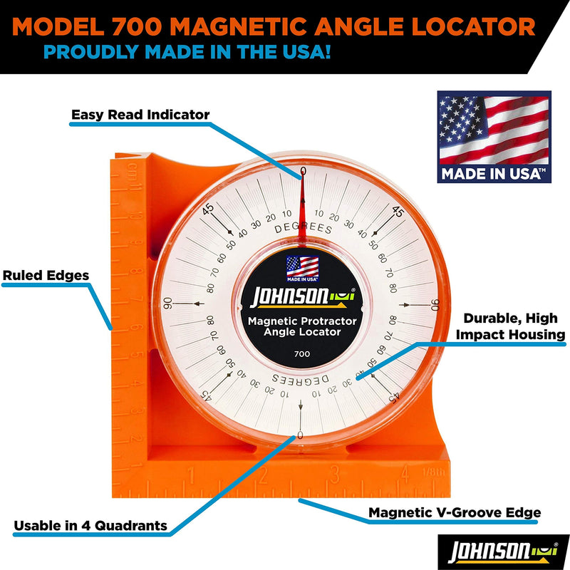 Johnson Level & Tool 700 Magnetic Angle Locator, Orange, 1 Locator - NewNest Australia