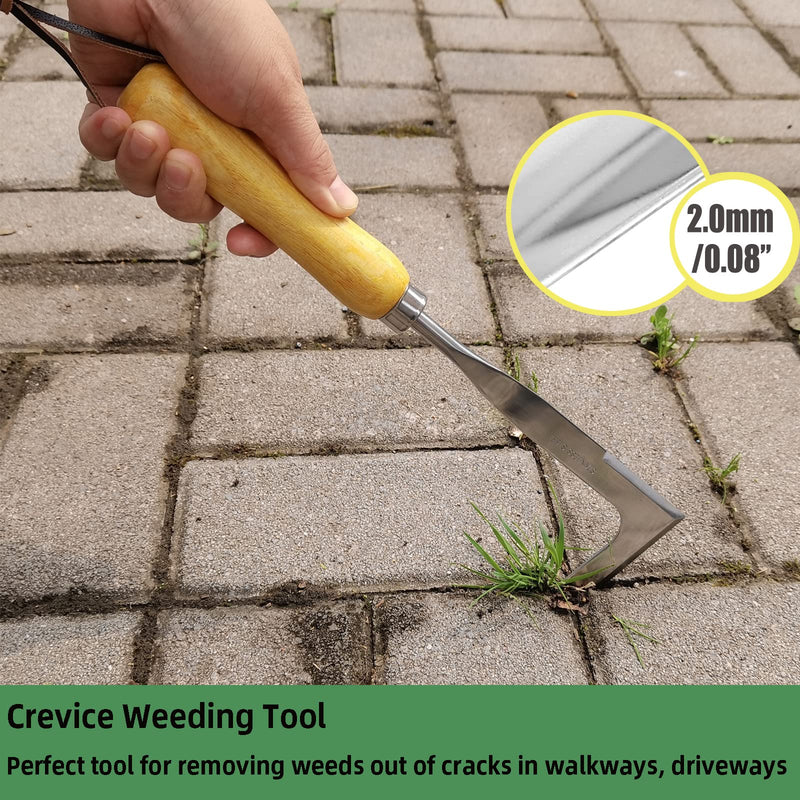 KLDOLLAR Crack Weeder Crevice Weeding Tool, L Shaped with Sharp Blade & Ergonomic Wooden Handle,Sidewalk Puller Spatula, Manual Weeder for Lawn,Garden Tools for Weeding - NewNest Australia