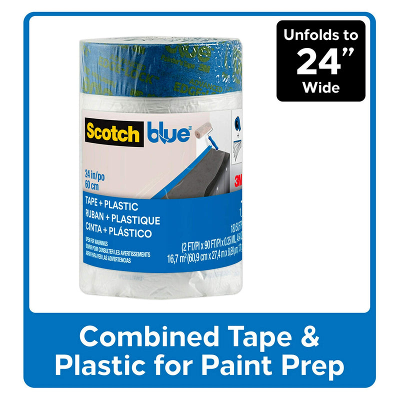 ScotchBlue Pre-taped Painter's Plastic, Unfolds to 24 inches by 30 yards, PT2093EL-24 24" Width - NewNest Australia