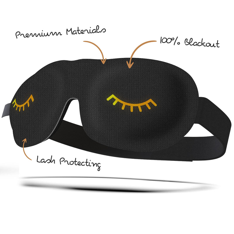 SMUG 100% Blackout Sleep & Eye Mask | Eyelash Extension Friendly | Eye Masks for Sleeping | Sleep Masks for Women & Men | Straps for Dream Comfort & Adjustability | Black Wink - NewNest Australia