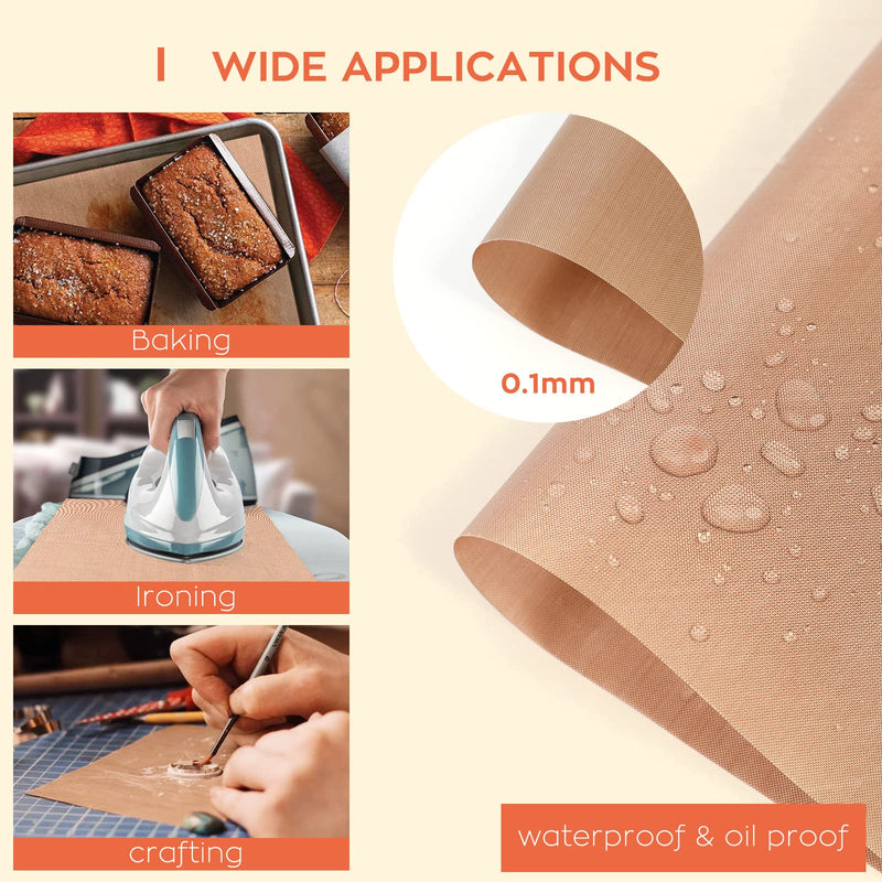 HTVRONT Teflon Sheets for Heat Press - 3 Pack Non Stick PTFE Teflon Sheet Reusable 12 x 16" Teflon Paper Heat Resistant Teflon Mat(Brown) Brown - NewNest Australia