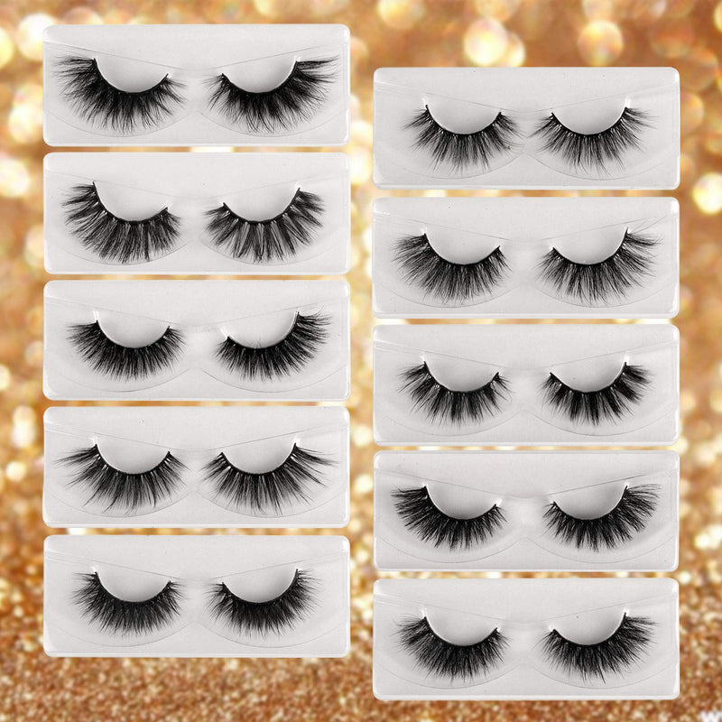 Newcally Lashes False Eyelashes Natural 3D Faux Mink Eye Lashes 10 Pairs 10 Styles Fluffy Wispy Fake Eyelashes Dramatic Handmade Reusable Lashes Pack with 10 Portable Eyelash Boxes - NewNest Australia