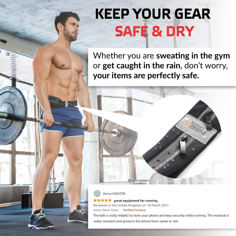 sport2people Running Belt for Men & Women, Phone Holder for Running, Reflective Running Gear, Running Fanny Pack for Women & Men, Cell Phone Holder, Running Waist Packs, Money Belt, Travel belt (Black) Black - NewNest Australia