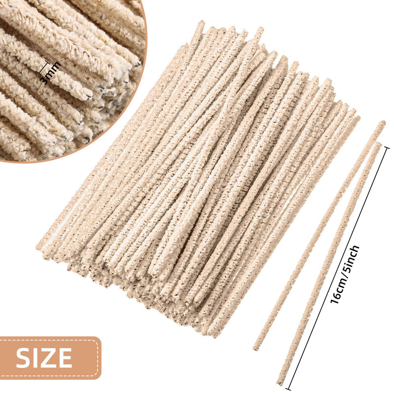 3 x 160 mm Soft Pipe Cleaners Long Chenille Stems Twistable Pipe Cleaners with Storage Box for Removing Dirty Cleaning Glass Ceramic Pipes (Beige) Beige - NewNest Australia