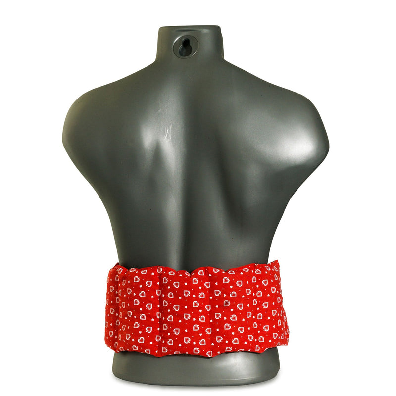 Cherry stone pillow 7-chamber with ribbon to tie around. Heat cushion, grain cushion (65x15cm, red hearts, cherry stones) - NewNest Australia