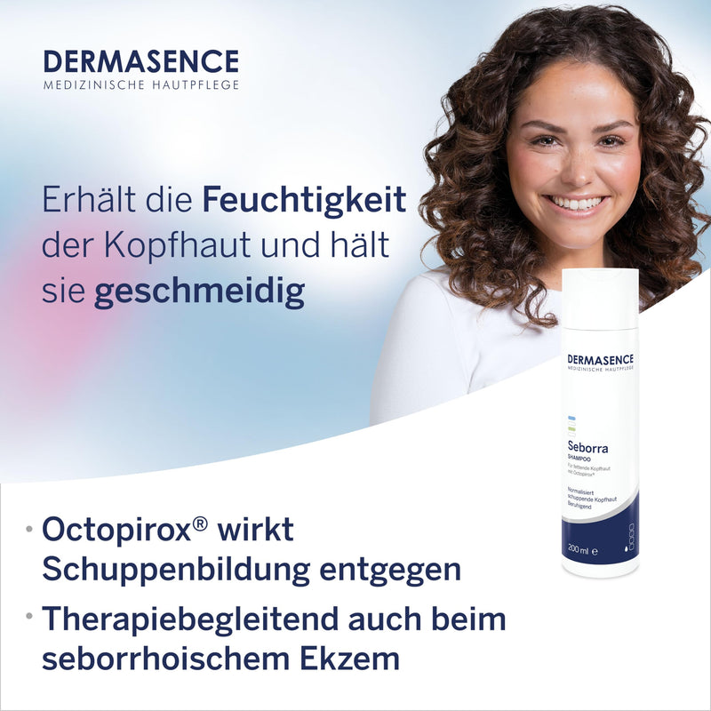 DERMASENCE Seborra Shampoo, 200 ml - Gentle cleansing for the oily and dandruff-prone scalp - also recommended as an accompaniment to therapy for sebhorric eczema - for daily hair washing - NewNest Australia