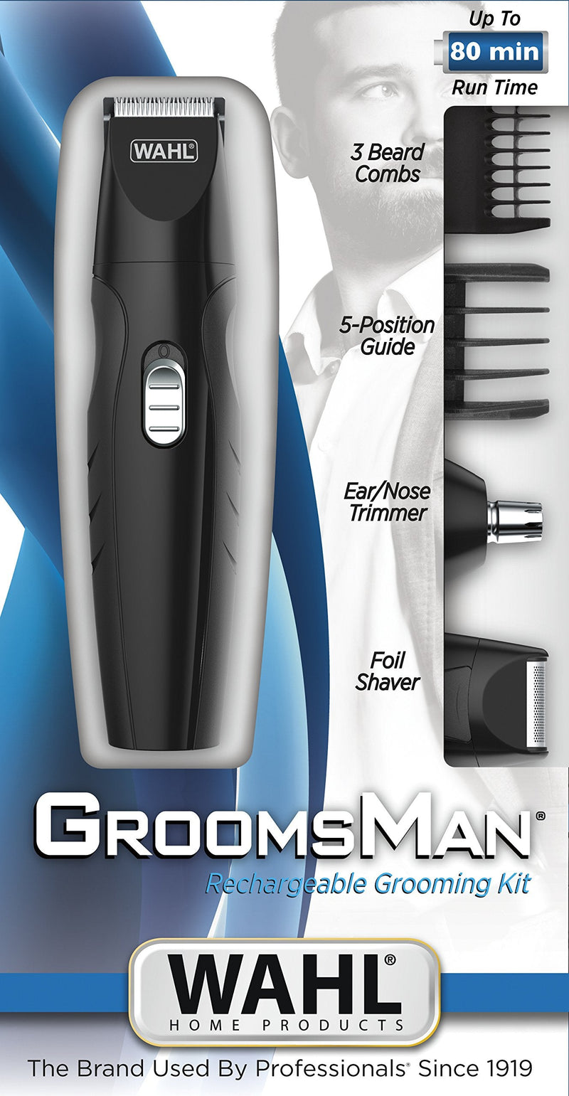 Wahl Groomsman Rechargeable All-In-One Trimmer, Multigroomer For Men, Beard Trimmer, Stubble Trimmer For Men, Care Kit, Nose Trimmer, Body Trimmer, 3 Interchangeable Heads - NewNest Australia