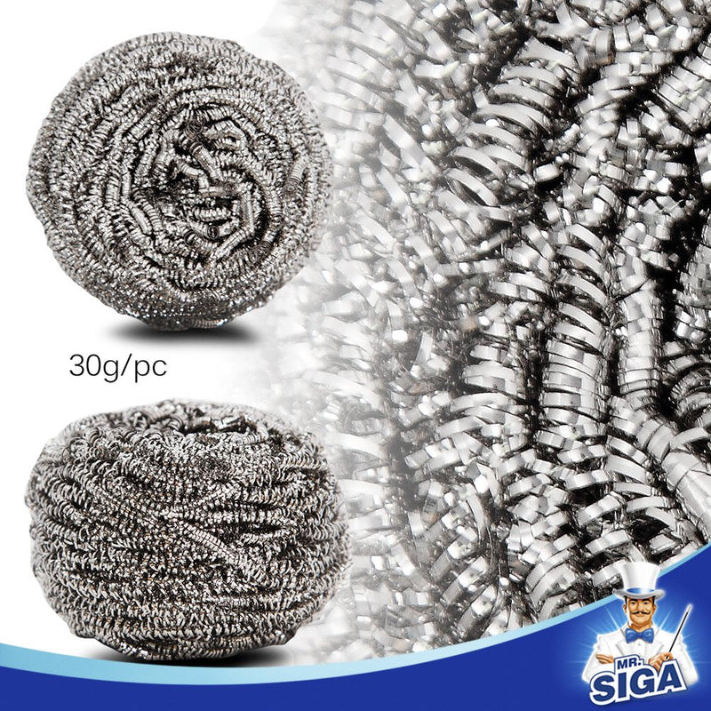 MR.SIGA Stainless Steel Scourer,Pack of 12,30g 12 Pack - Stainless Steel - NewNest Australia