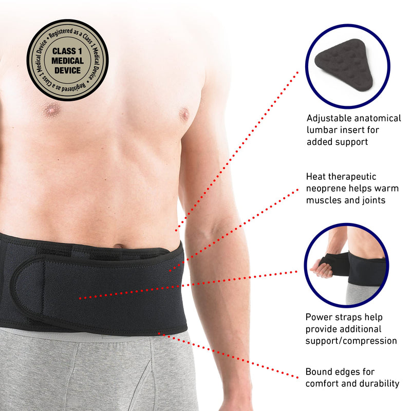 Neo-G Back Support with Power Straps – Back Brace for Lower Back Pain Relief, Muscle Spasm, Sprains, Tired Muscles, Arthritis, Recovery - Adjustable Compression Back Belt - Class 1 Medical Device - NewNest Australia