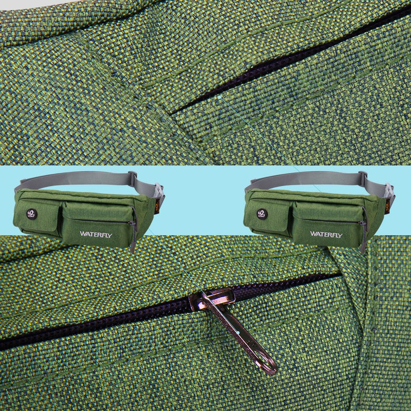 WATERFLY Fanny Pack for Women Men Water Resistant Small Waist Pouch Slim Belt Bag with 4 Pockets for Running Travelling Hiking Walking Lightweight Crossbody Chest Bag Fit All Phones Green - NewNest Australia