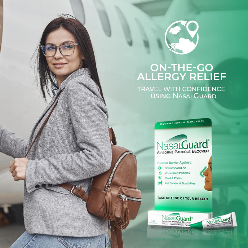 NasalGuard Allergy Relief and Allergen Blocker Nasal Gel - Drug-Free, for Pollen Allergy Sufferers, for Airplane Travel (Cool Menthol) - Over 150 Applications Per Tube (0.1 oz, Pack of 1) - NewNest Australia