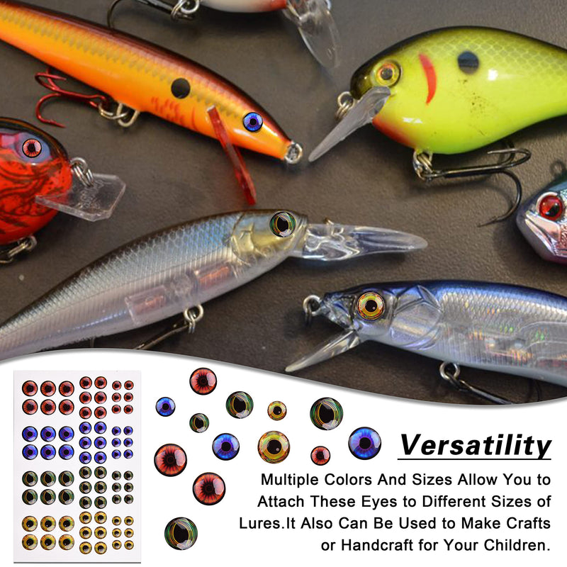 Fishing Eyes for Lures, 3D/4D/5D Realistic Holographic Lure Eyes Fishing Bait Making Kit Fly Tying Material DIY Fishing Tool 5D Lure Eyes 360pcs/6-10mm(5pack) - NewNest Australia