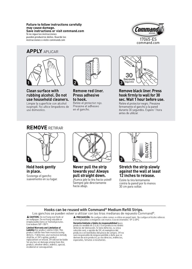 NewNest Australia - Command Wire Toggle Hook, Medium, White, 2-Hooks (17065-ES), Organize and decorate your dorm 2 Hooks Indoor 