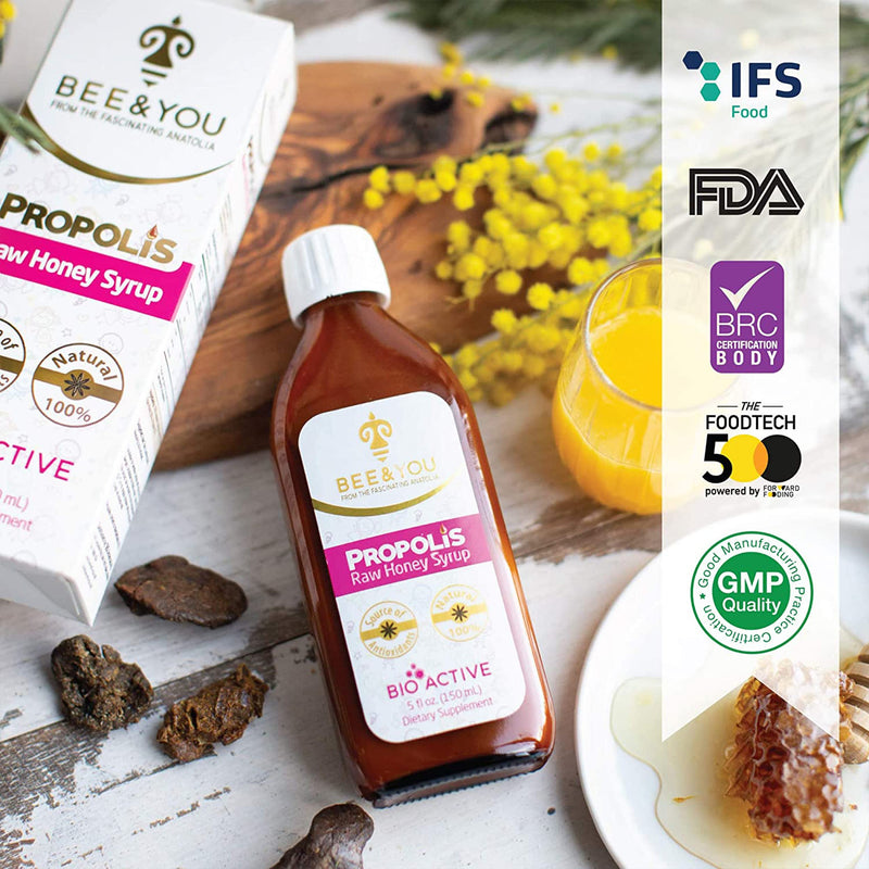 BEE&YOU propolis honey syrup, for children with vitamin C, dietary supplement for children, 100% natural and without additives, 33 international awards, 12 certificates, gluten-free, no sugar - NewNest Australia