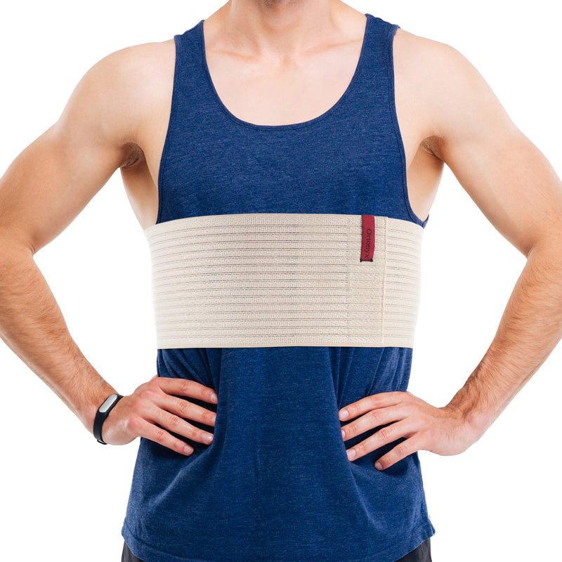 ORTONYX 6.25" Broken Rib Brace Unisex - Elastic Chest Wrap Comppression Support Belt - Rehabilitation of Cracked, Fractured, Dislocated Ribs Post-Surgery Aid S/M Beige / ACOX5226-BG-SM Small/Medium (Pack of 1) - NewNest Australia