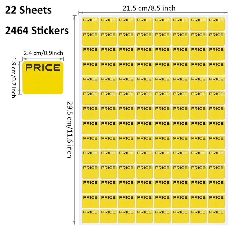 2464 Pieces Garage Sales Stickers Yellow Preprinted Pricing Labels Yard Sale Price Stickers in Bright Neon Colors, 22 Sheets - NewNest Australia