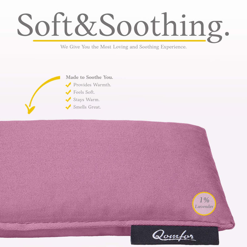 Grain pillow - Microwave heat pillow made of cotton 46 x 12 cm - Soft spelled pillow for pain relief back, neck and shoulder - Wheat and lavender filled - Great gift - Violet Purple - NewNest Australia