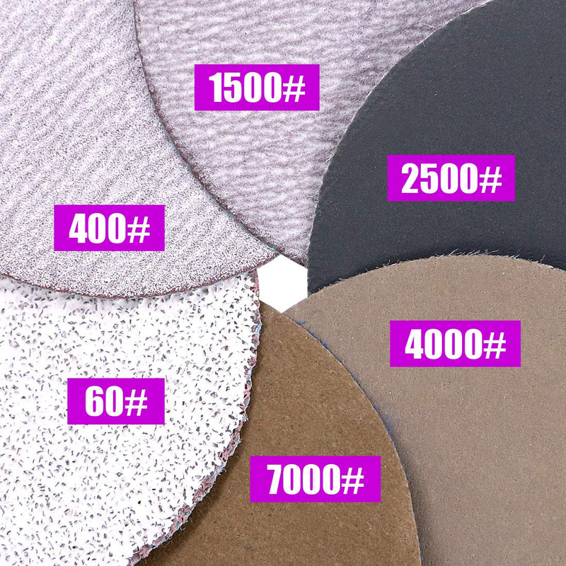 Swpeet 65Pcs 2 Inch High Performance Assorted Grit 60 320 800 2500 4000 7000 White Dry and Waterproof Hook Loop Sanding Discs with 2" Sanding Pad 1/4 inch Shank and Soft Foam-Backed Interface Buffer - NewNest Australia