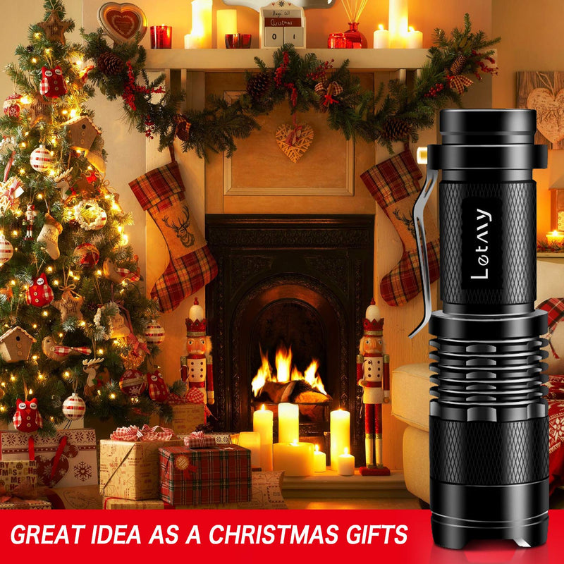 LETMY Tactical Flashlight, Super Bright LED Mini Flashlights with Belt Clip, Zoomable, 3 Modes, Waterproof - Best EDC Flashlight for Gift, Hiking, Camping & Power Outage (2 Pack) - NewNest Australia