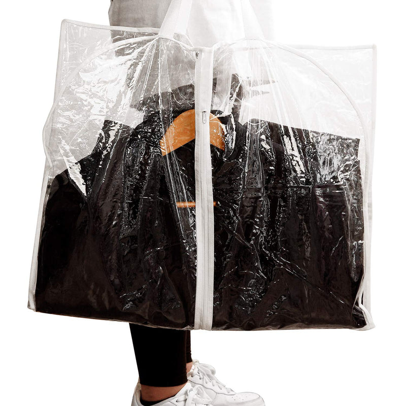 NewNest Australia - Maitys Clear PVC Hanging Costume Garment Cover 40" x 24" Costume Bags Suit Cover with Zipper Pockets for Storage and Travel Dance Garment (Style C, 1 Piece) 