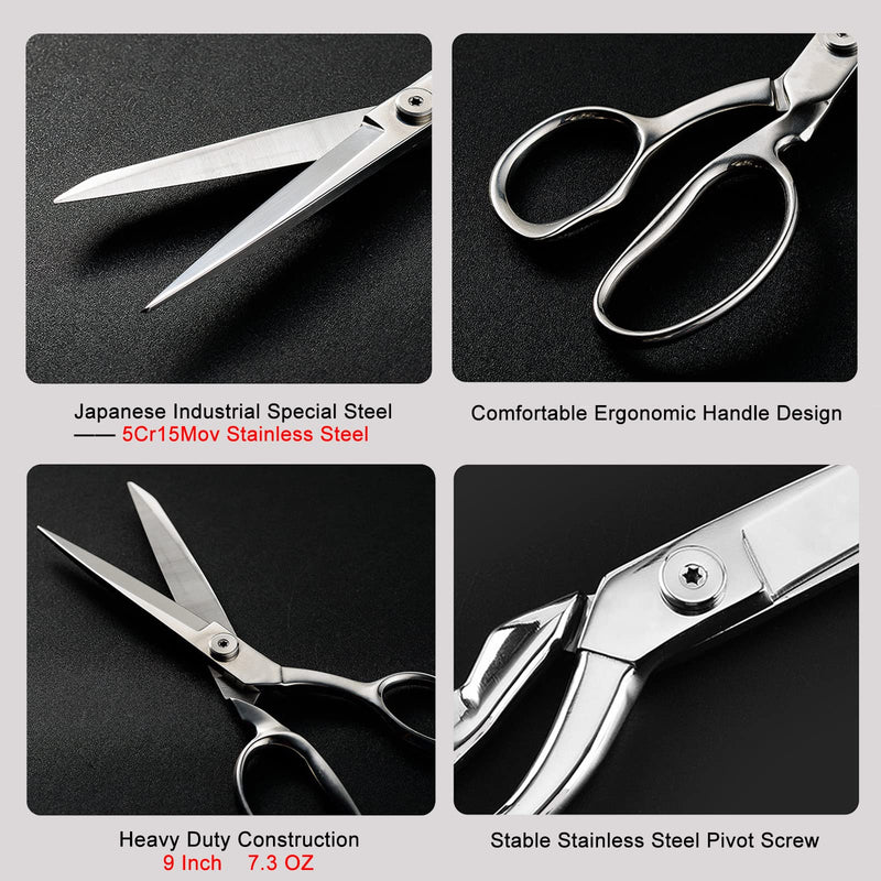 TONMA Sewing Scissors [Made in Japan] 9 Inch Professional Fabric Scissors, Heavy Duty Industrial Japanese All Stainless Steel Dressmaker Tailor Shears, Ideal for Cutting Fabric Cloth Denim Leather - NewNest Australia