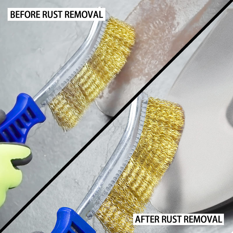 SALI Heavy Duty Wire Brushes for Cleaning Rust Removal Steel Brush Tool(Pack of 2）11" Long Handle with Plastic Handle,for Automotive,Paint , Welding Slag&Household，More and Thicker Bristles 10 inch - NewNest Australia