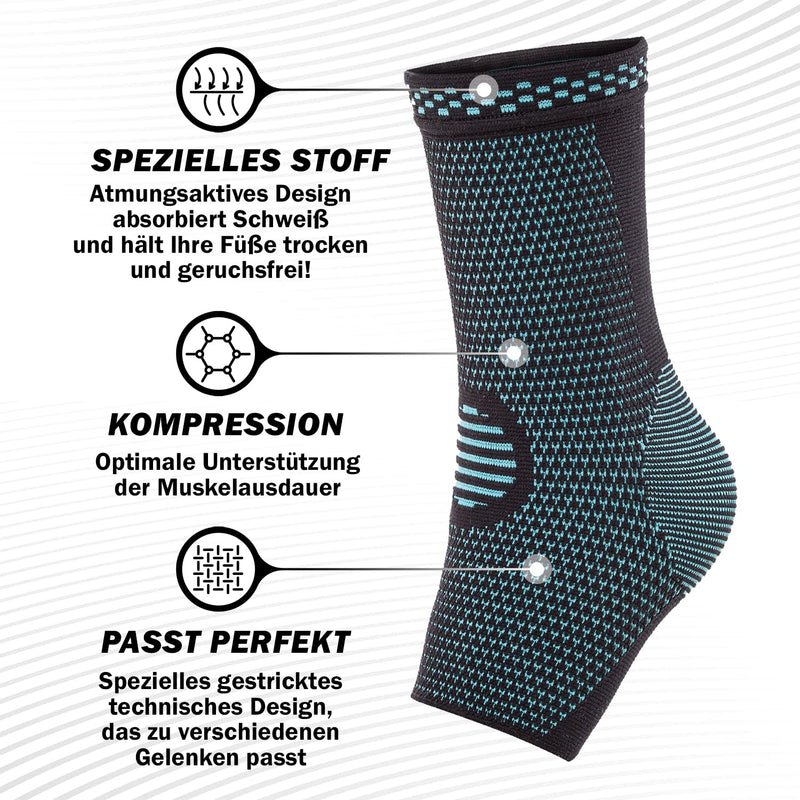 PowerLix Ankle Brace Compression Support Sleeve (Pair) for Injury Recovery, Joint Pain and More. Plantar Fasciitis Foot Socks with Arch Support, Eases Swelling, Heel Spurs, Achilles Tendon Blue Small - NewNest Australia