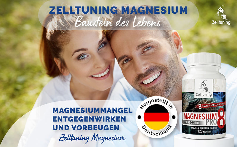 Cell Tuning Magnesium Complex Pro 8, Optimally Bioavailable, High Dose With Natural Trace Elements, Ideal As Vitamin D Activator, 120 Capsules, Vegan, Pure Substances Without Additives - NewNest Australia