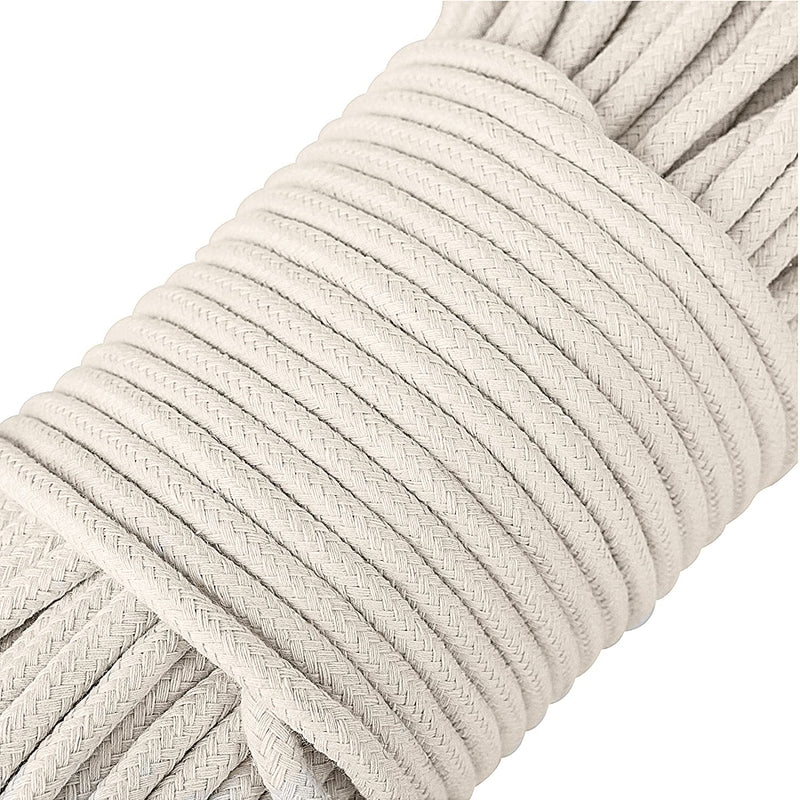 1/4 Inch Natural Cotton Rope, White Craft Rope Clothesline, Used for DIY Rope Baskets, Handicrafts, Candle Wicks, etc, 6MM, 39 Feet. 39 FT - NewNest Australia