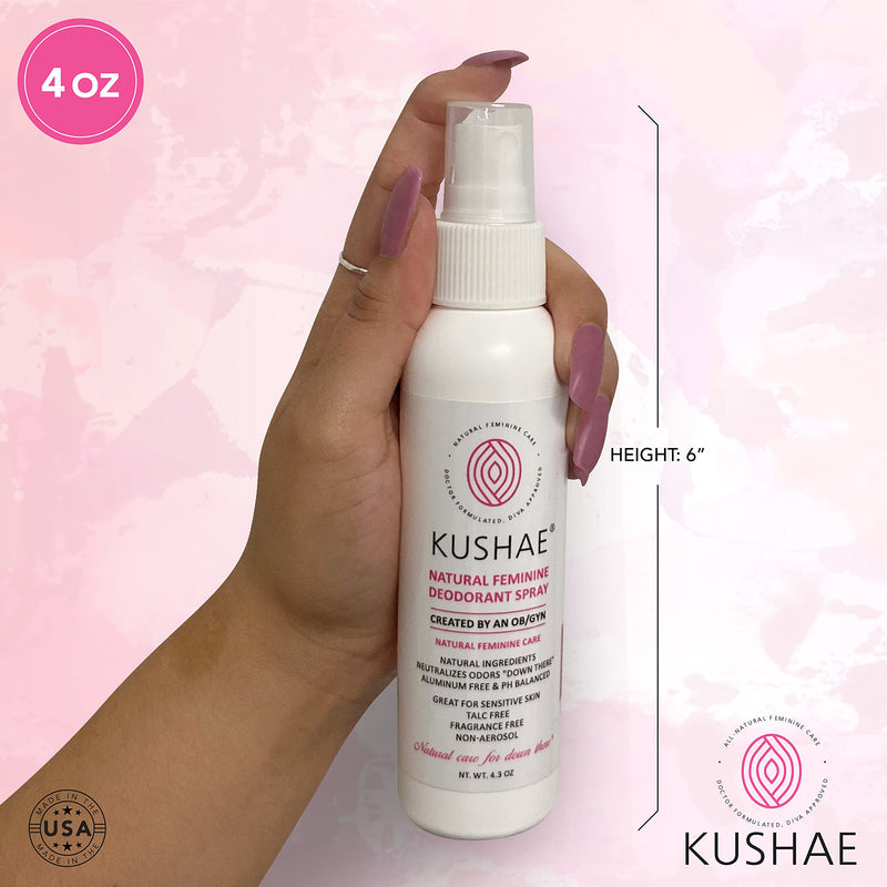Kushae Feminine Deodorant Spray – OB/GYN Made, All Natural, Prevent Odors in Intimate Areas Due to Sweat from Workouts, Busy Days, Warm Climates, Hormonal Changes, Made in USA - NewNest Australia