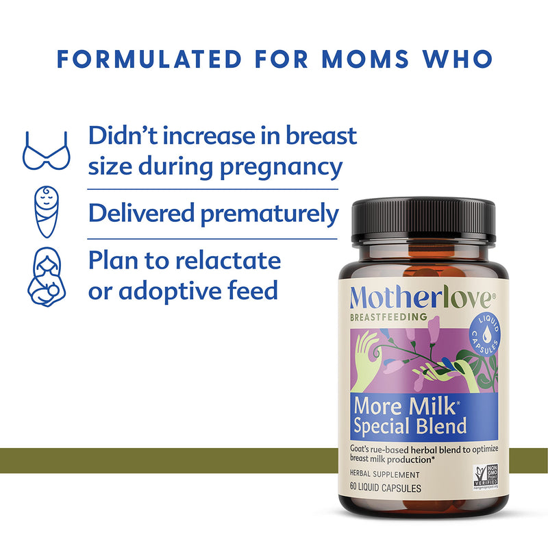 Motherlove More Milk Special Blend (60 Liquid caps) Herbal Lactation Supplement w/ Goat’s Rue to Build Breast Tissue & Optimize Breast Milk Supply 60 Count (Pack of 1) - NewNest Australia