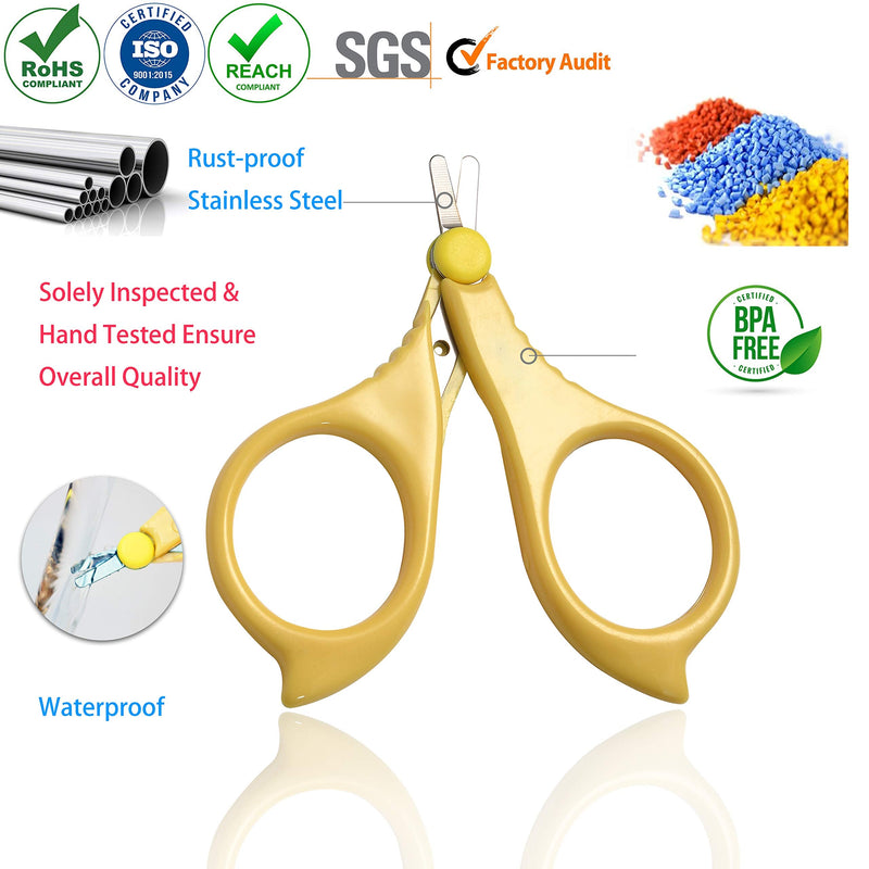 PAFASON Baby Round Tip Safety Manicure Nail Scissors and Baby Glass Nail File Set, Stainless Steel, Czech Float Glass, Ideal Shower Gift for Infant, Newborns, Babies Toddlers Yellow - NewNest Australia