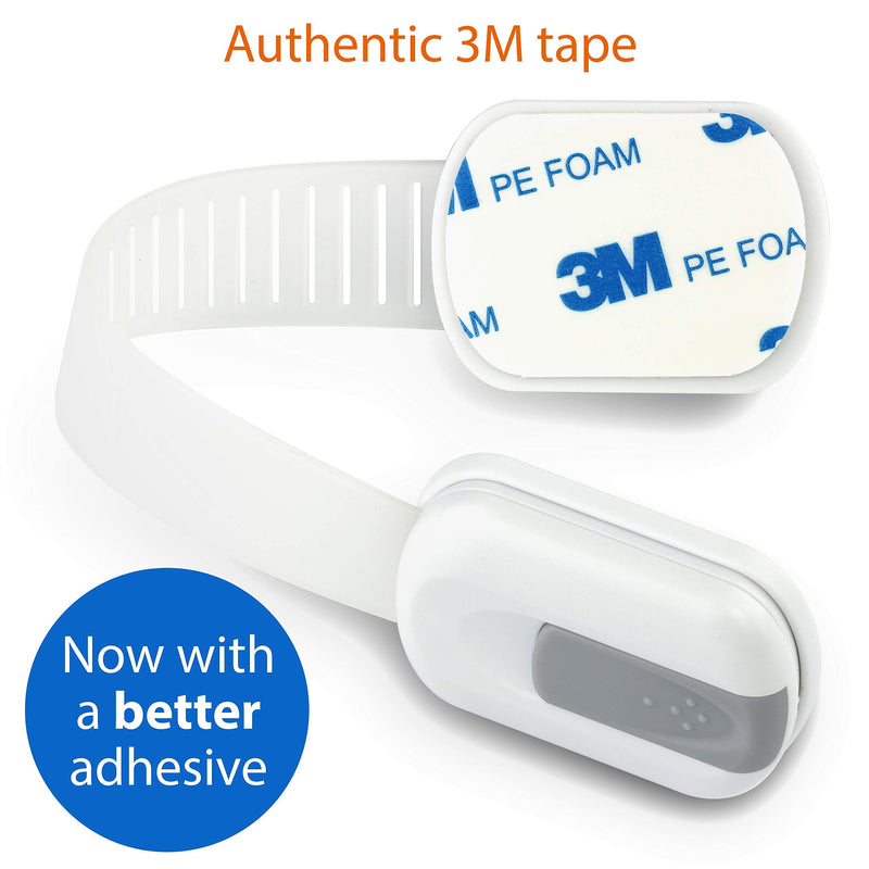 Child Safety Strap Locks (10 Pack) Baby Locks For Cabinets And Drawers, Toilet, Fridge & More. 3M Adhesive Pads. Easy Installation, No Drilling Required, White/Gray - NewNest Australia