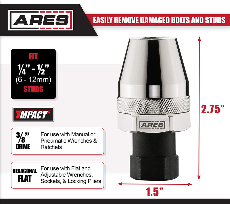 ARES 70016 - Damaged Bolt and Stud Extractor Tool - Grips and Removes 1/4-Inch to 1/2-Inch Studs - Ideal for Broken, Rounded Off, Painted Over, and Rusted Tight Bolts - NewNest Australia