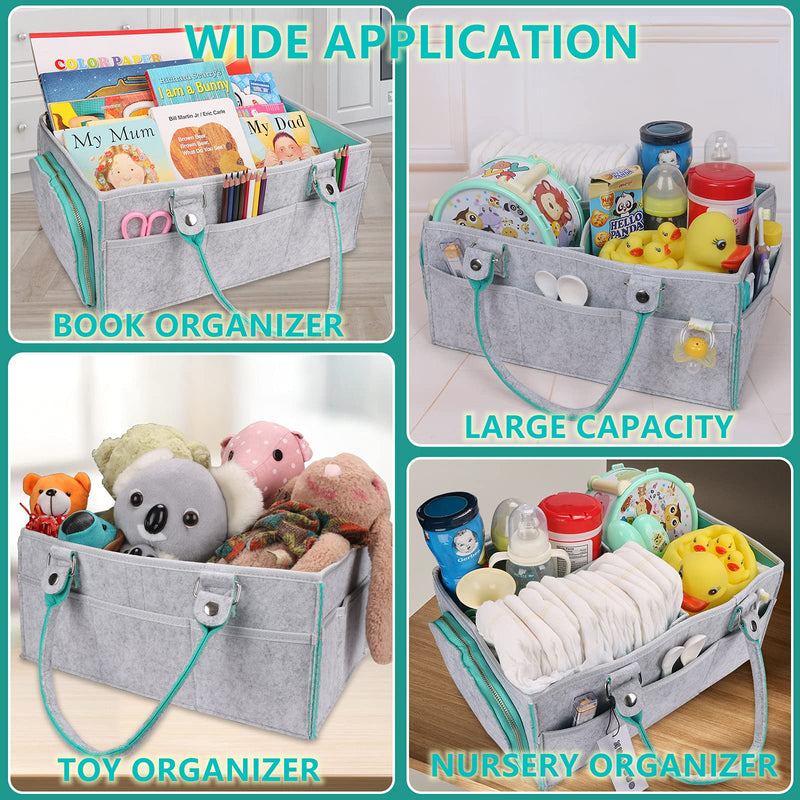 Baby Diaper Caddy Organizer for Boy or Girl Large Nursery Storage Bin Basket Portable Holder Tote Bag for Changing Table and Car Baby Shower Gifts Newborn Essentials Stuff Registry Must Haves Item green - NewNest Australia