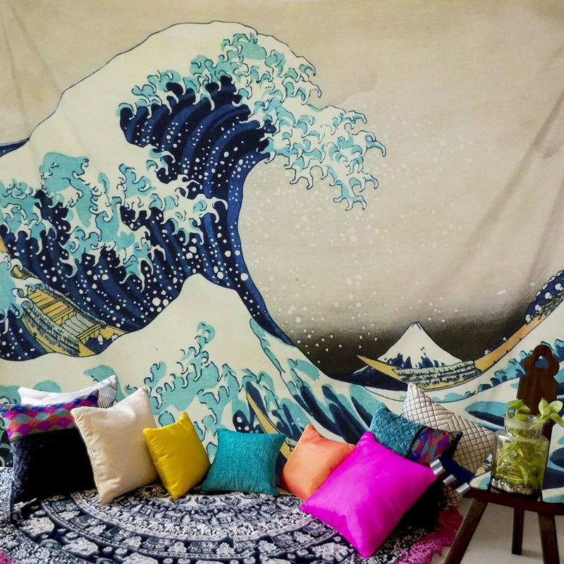 NewNest Australia - Martine Mall Tapestry Wall Tapestry Wall Hanging Tapestries The Great Wave Off Kanagawa Katsushika Hokusai Thirty-six Views Mount Fuji Tapestry Wall Art (The Great Wave Off Kanagawa, 59" x 82") 59.1" x 82.7" 